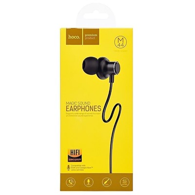 Проводные наушники с микрофоном внутриканальные Hoco M44 Magic sound Jack 3,5  (black)