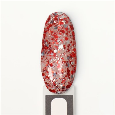 Гель лак для ногтей, «GLITTER FLASH», 3-х фазный, 8мл, LED/UV, цвет прозрачный/красный (10)