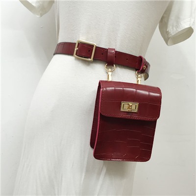 Поясная сумка женская (бельбэг), арт Б360, цвет: бордовый ОЦ