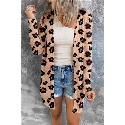 Leopard Printed Open Front Cardigan