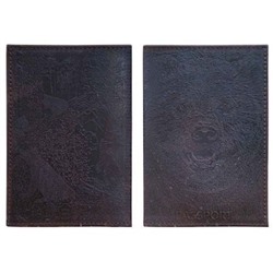 Обложка для паспорта натуральная кожа блинтовое тиснение "Медведь 3D" коричневый 1,2-097-220-0 ПОЛИГРАФДРУГ