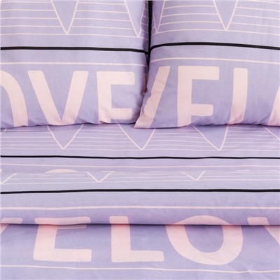 Постельное бельё «Этель» 1.5 сп Violet love 143*215 см, 150*214 см, 70*70 см - 2 шт, бязь 125 г/м2