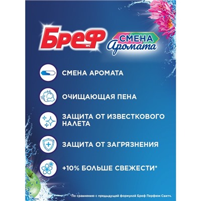 Блок для чистки и свежести унитаза Bref Perfume Switch "Яблоня и лотос", 50 г