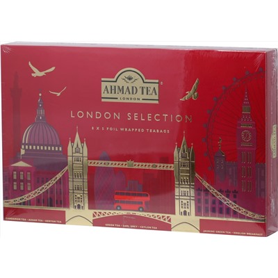 AHMAD TEA. Ассорти London Selection карт.пачка, 40 пирамидки