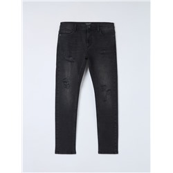 Обтягивающие джинсы «skinny» с рваным эффектом Черный деним