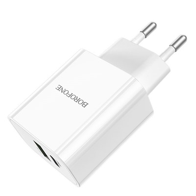 Адаптер Сетевой Borofone BA55A Crown USB/Type-C 3A/20W (white)