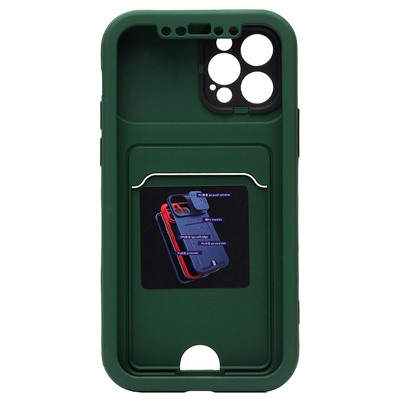 Чехол-накладка - PC066 с картхолдером (360) для "Apple iPhone 12 Pro" (green/black) (206989)