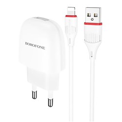 Адаптер Сетевой с кабелем Borofone BA49A Vast (повр. уп.) USB 2,1A/10W (USB/Lightning) (white)