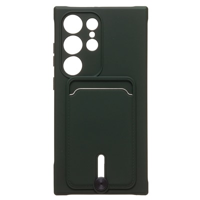Чехол-накладка - SC304 с картхолдером для "Samsung Galaxy S24 Ultra" (dark green) (228148)