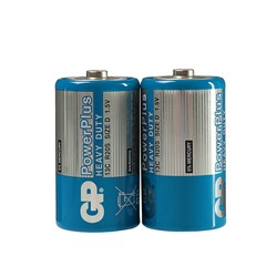 Батарейка солевая GP PowerPlus Heavy Duty, D, R20-2S, 1.5В, спайка, 2 шт.