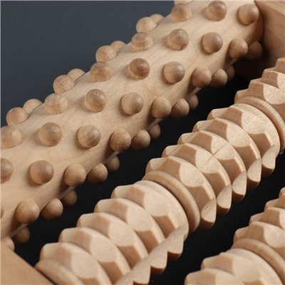 Массажёр для ног «Барабаны», 19 × 18 × 4,5 см, деревянный, 5 комбинированных рядов