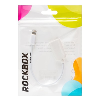 Кабель OTG - Apple lightning RockBox  10см 1A  (white)