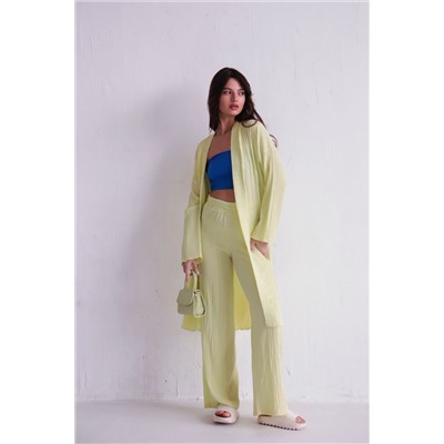 9539 Костюм из кимоно и брюк-палаццо светло-жёлтый
