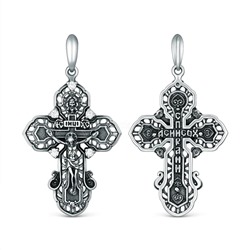 Крест православный из чернёного серебра и фианитами - Спаси и сохрани Кр-943 ч