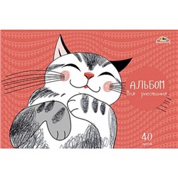 Альбом для рисования 40л "Довольный кот" офсетн. обл. С1184-48 АппликА