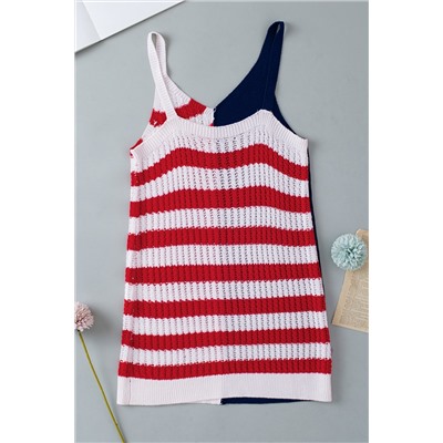 Red Stars and Stripes Flag Pattern Knitted Tank