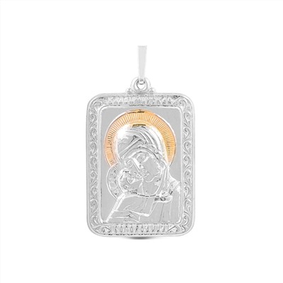 Подвеска-икона из родированного серебра с золочением - Владимирская БМ