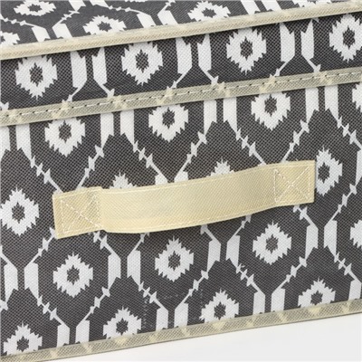 Короб стеллажный для хранения с крышкой Доляна «Ромбы», 45×30×20 см, цвет серый