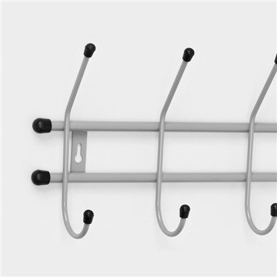 Вешалка настенная на 5 крючков «Стандарт 5», 45×18×8 см, цвет серый металлик