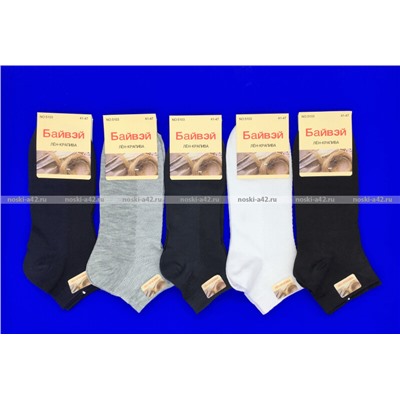 ЦЕНА ЗА 6 ПАР: Байвей носки мужские сетка лен с крапивой укороченные