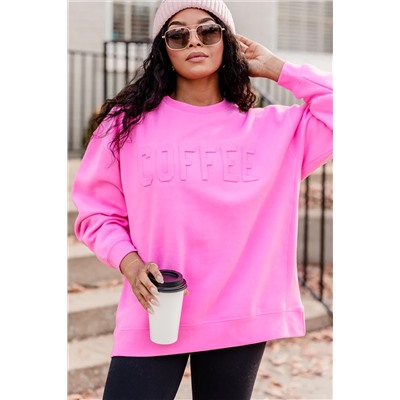 Bonbon COFFEE Letter Embossed Casual Sweatshirt