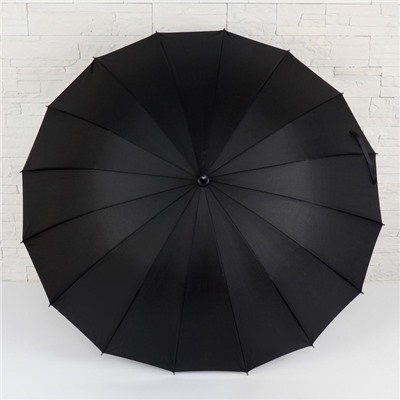 Зонт - трость полуавтоматический «Однотонный», 16 спиц, R = 48 см, цвет чёрный