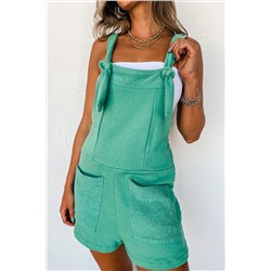 Mint Green Knotted Straps French Terry Romper