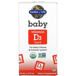 Garden of Life, жидкий витамин D3 для малышей, 56 мл (1,9 жидк. унции)