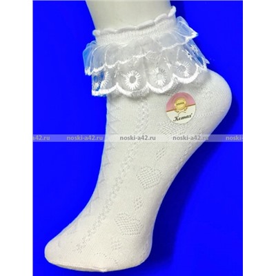ЦЕНА ЗА 6 ПАР: БФЛ носки детские белые с "рюшками"