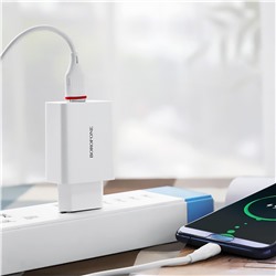 Адаптер Сетевой с кабелем Borofone BA21A Long QC3.0 USB 3A/18W (USB/Type-C) (white)