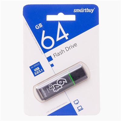 Флэш накопитель USB 64 Гб Smart Buy Glossy 3.0 (dark grey)