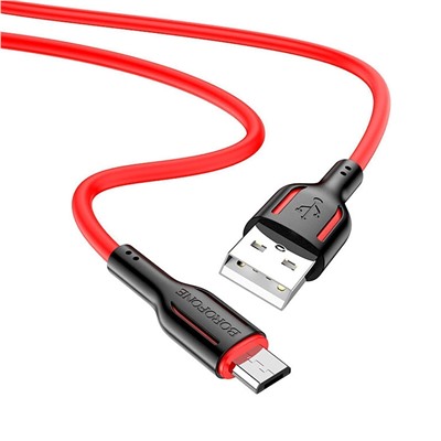 Кабель USB - micro USB Borofone BX63 (повр. уп)  100см 2,4A  (black/red)