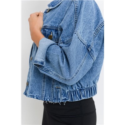 Sky Blue Medium Wash Chunky Cropped Denim Jacket