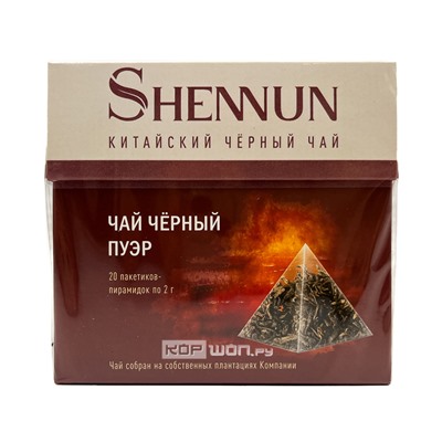 Чай чёрный Пуэр в пирамидках Shennun, Китай, 40 г