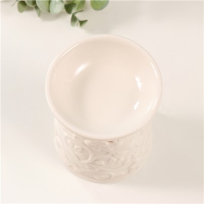 Аромалампа керамика "Растительный узор" белая состаренная 9,5х9,5х12 см
