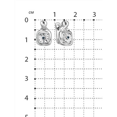 Серьги из серебра с сапфирами родированные 925 пробы SE01989B-SP