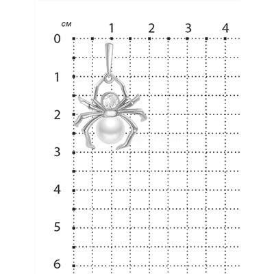 Подвеска из серебра с культ.жемчугом и фианитом родированная