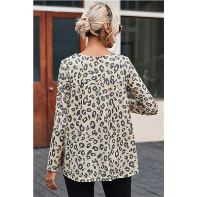 Leopard Animal Print Crisscross Neck Flowy Top