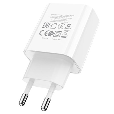 Адаптер Сетевой Borofone BA57A PD Type-C 3A/20W (white)