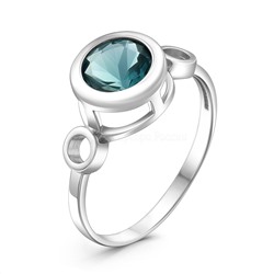 Кольцо из серебра с плавленным кварцем цвета лондон топаз родированное 10002р111