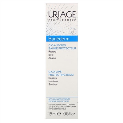 Uriage, Bariederm, Cica-Lips Protecting Balm, Fragrance-Free, 0.5 fl oz (15 ml)