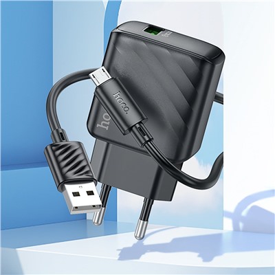 Адаптер Сетевой с кабелем Hoco CS21A Rich QC3.0 (повр. уп.) USB 18W (USB/Micro USB) (black)