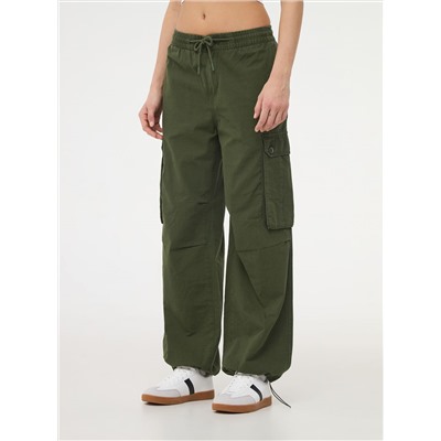 Однотонные брюки-карго Зеленый защитный