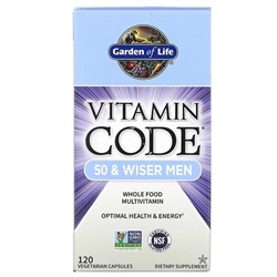 Garden of Life, Vitamin Code, мультивитамины из цельных продуктов для мужчин от 50 лет, 120 вегетарианских капсул