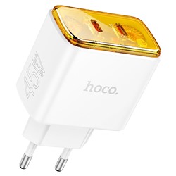 Адаптер Сетевой Hoco CS43A Smart 2*Type-C 45W (white)