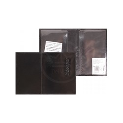Обложка для паспорта Premier-О-81 (подклад,  внеш доп карм)  натуральная кожа черный гладкая (89)  105844
