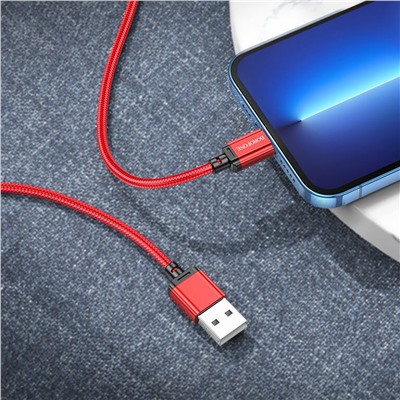 Кабель USB - Apple lightning Borofone BX87  100см 2,4A  (red)