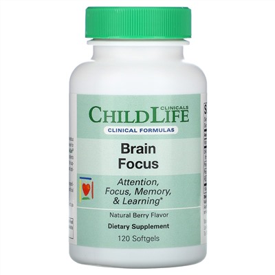 Childlife Clinicals, Brain Focus, натуральные ягоды, 120 мягких таблеток