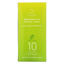 Everydaze, Essential C's Konjac Jelly, Green Grape, 4 Pouches, 5.07 fl oz (150 ml) Each