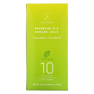 Everydaze, Essential C's Konjac Jelly, Green Grape, 4 Pouches, 5.07 fl oz (150 ml) Each